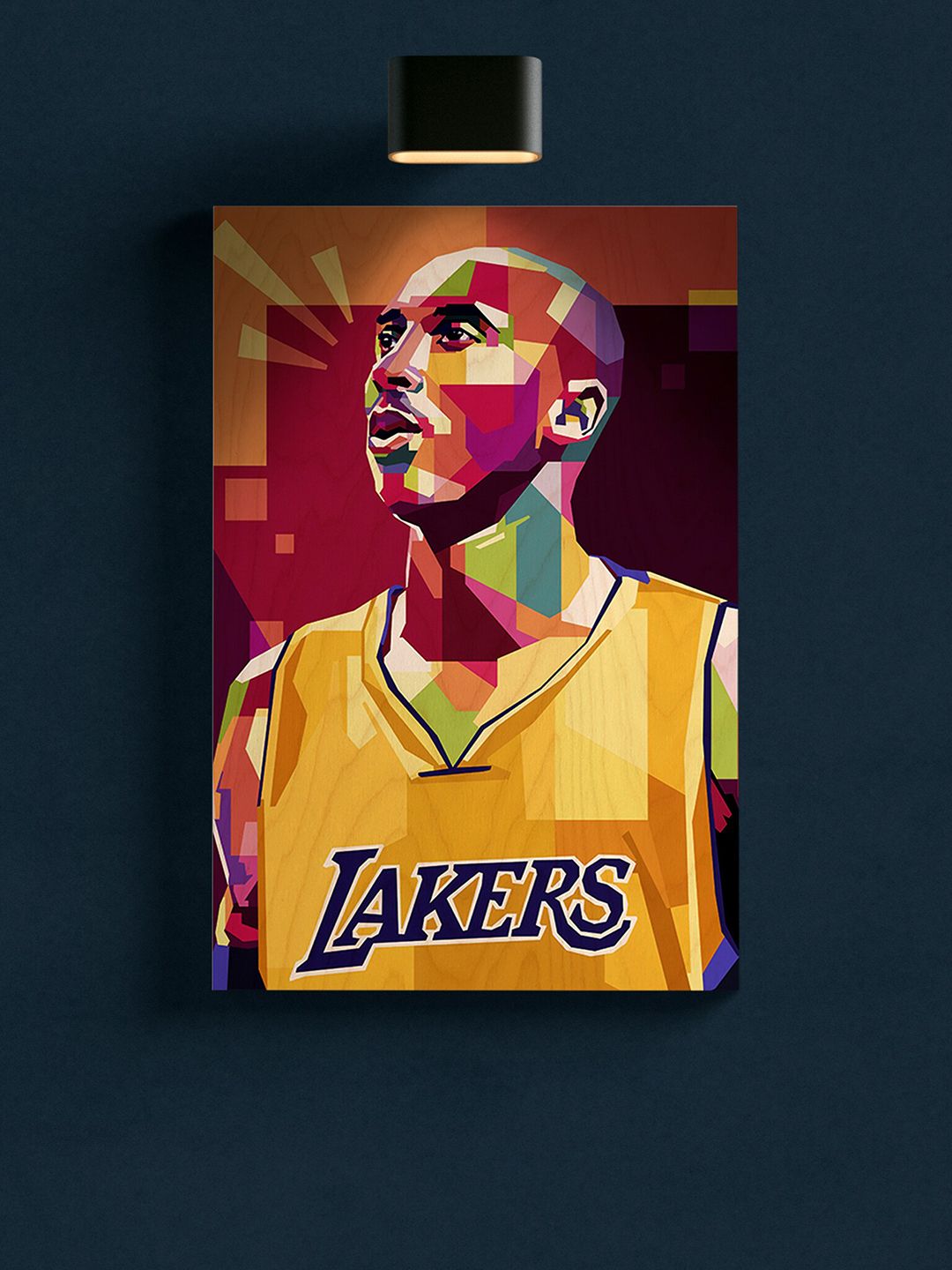 Bigsmall Gold-Coloured & Red Kobe Bryant Printed Wooden Wall Art Price in India