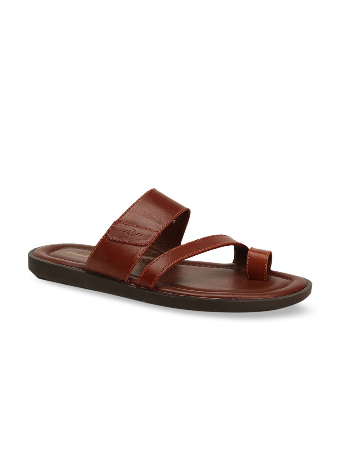 Bata Men Maroon Leather Comfort Sandals