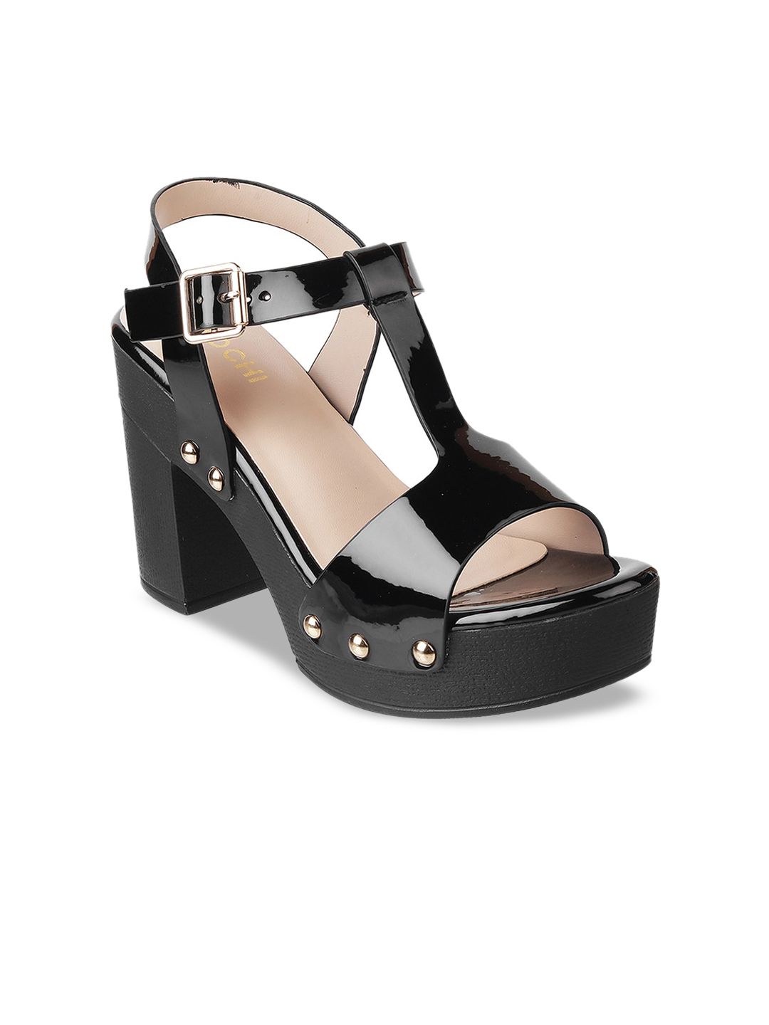 Mochi Women Black Solid Heels Price in India