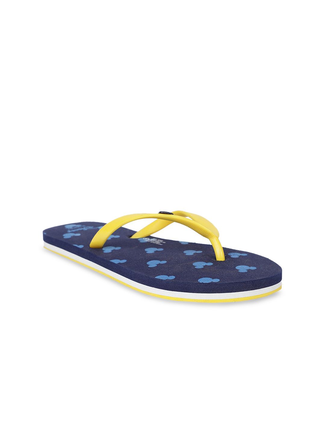 Disney Women Blue & Yellow Printed Thong Flip-Flops Price in India