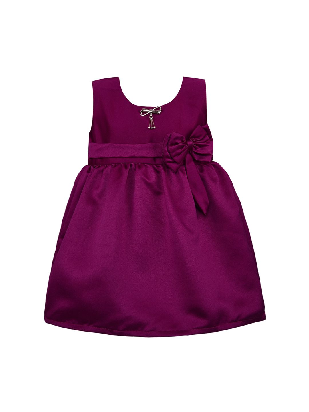 Wish Karo Girls Purple Solid Fit and Flare Dress