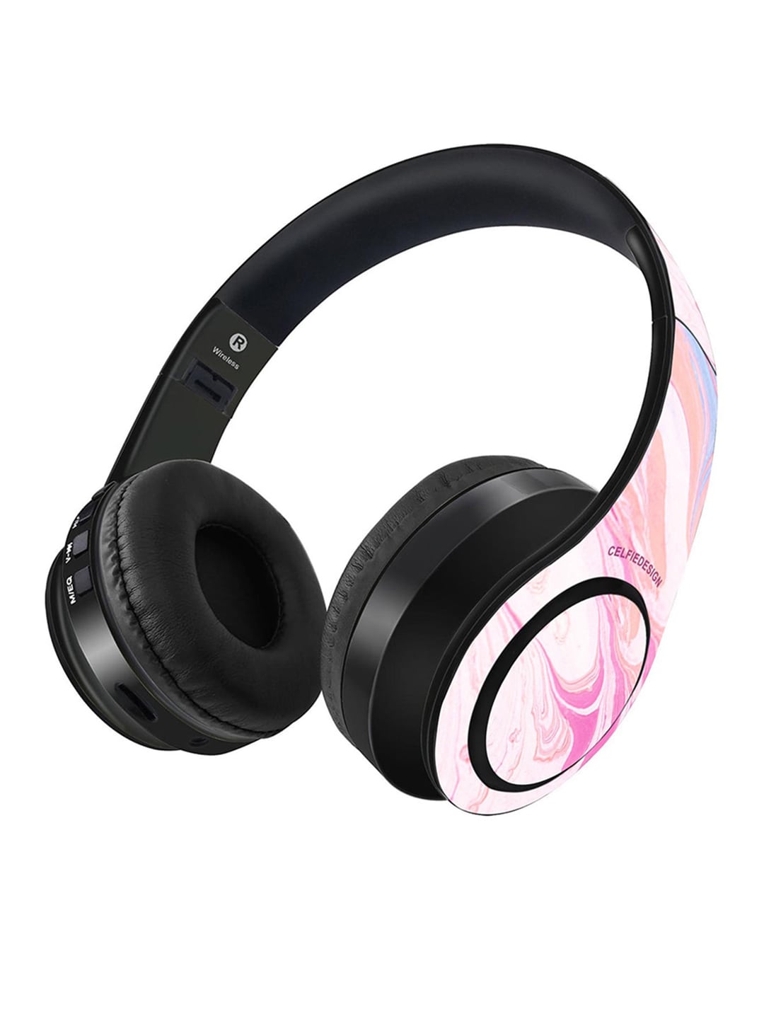 CelfieDesign Pink Dual Tone Marble Petal Decibel Wireless On Ear Headphones Price in India