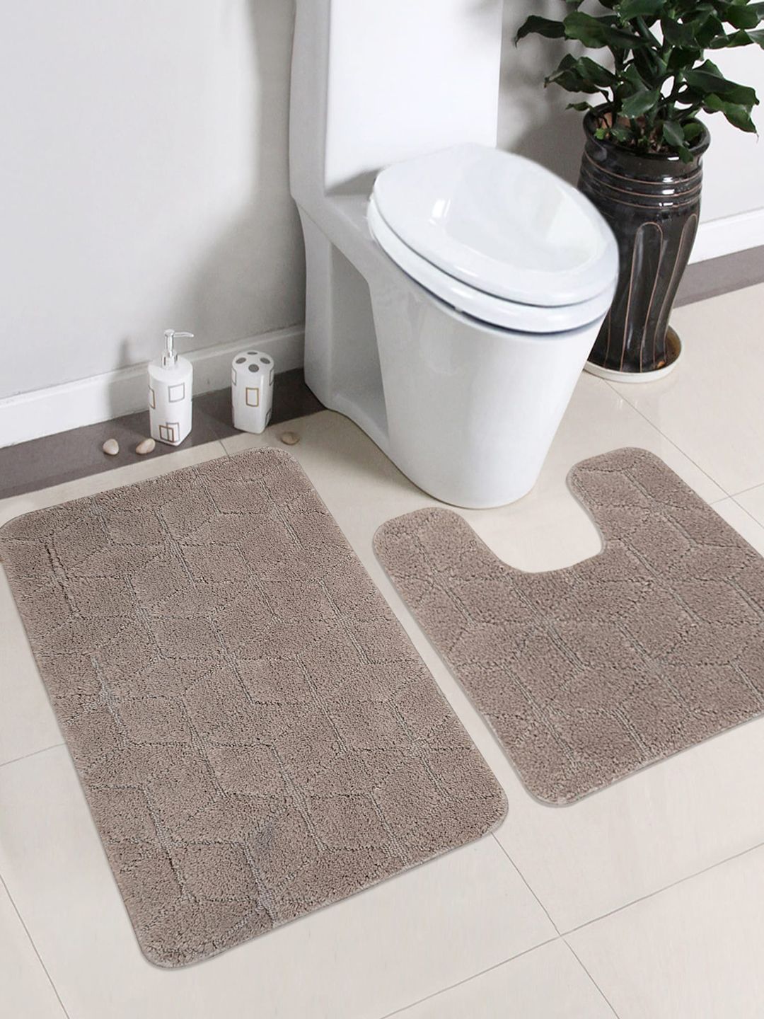 Saral Home Grey Solid Bath Rug & Contour Set Price in India