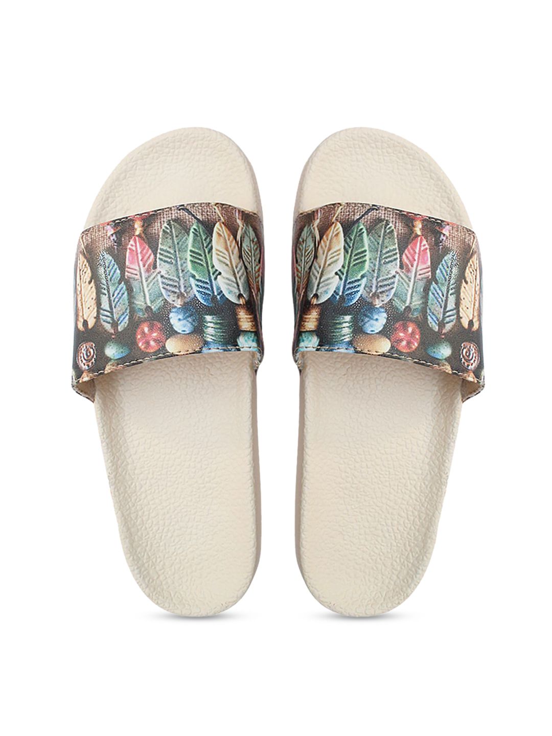 FREECO Women Multicoloured Printed Sliders Price in India