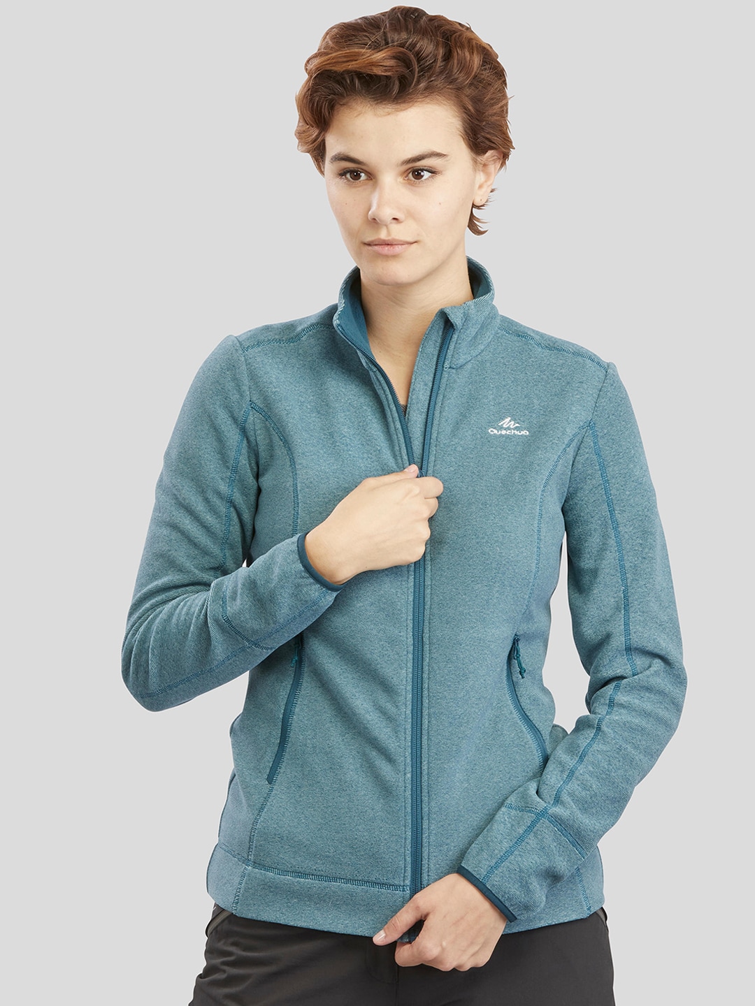Quechua By Decathlon Women Blue Solid Windcheater and Water Resistant Sporty Jacket Price in India