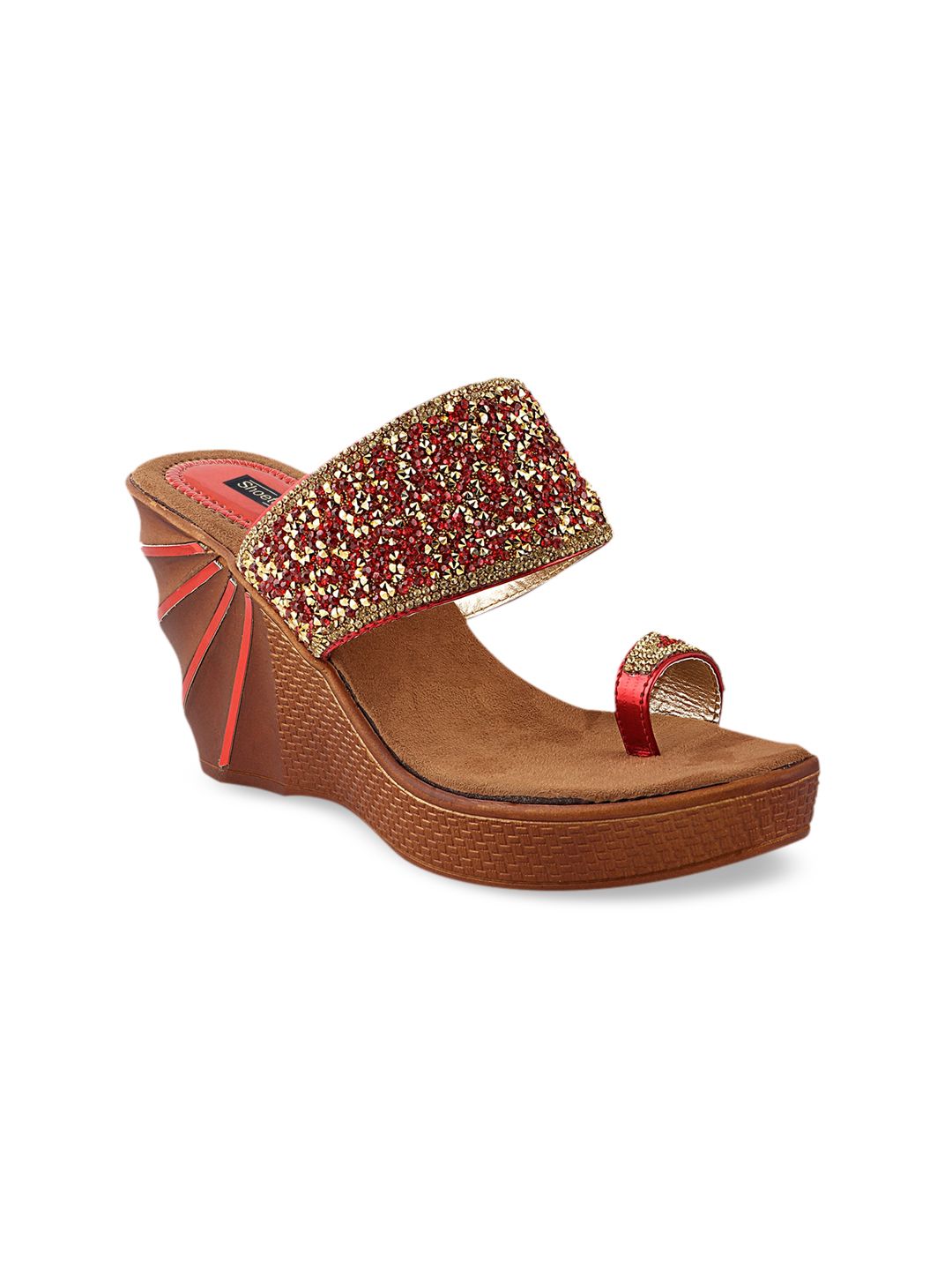 Shoetopia Women Red Embellished Heels Price in India