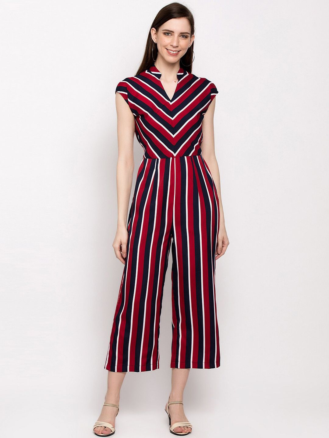 Slenor Women Multicoloured Striped Basic Jumpsuit Price in India