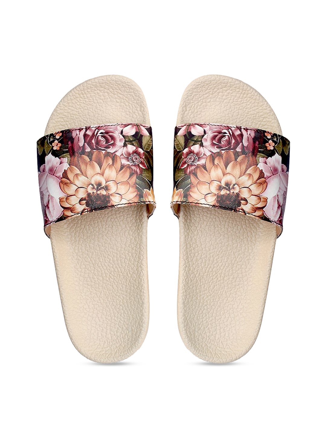 FREECO Women Multicoloured Printed Sliders Price in India