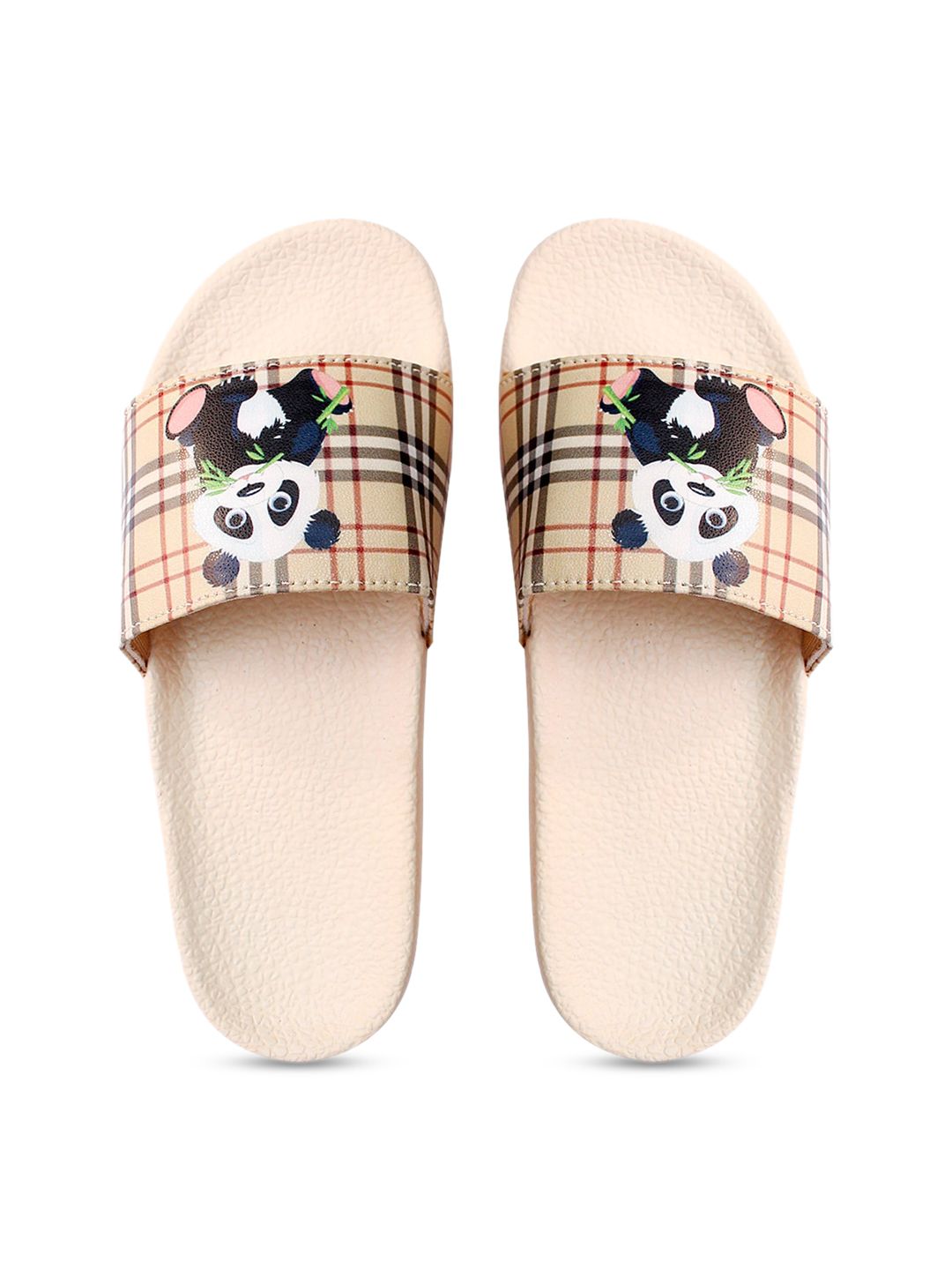 FREECO Women Beige Printed Sliders