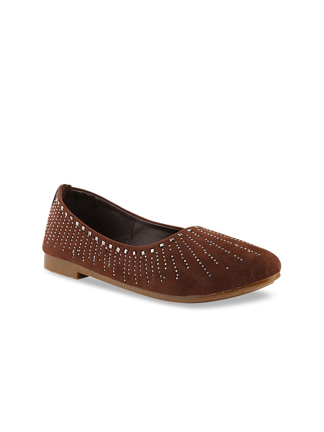 Shoetopia Women Brown Embellished Ballerinas