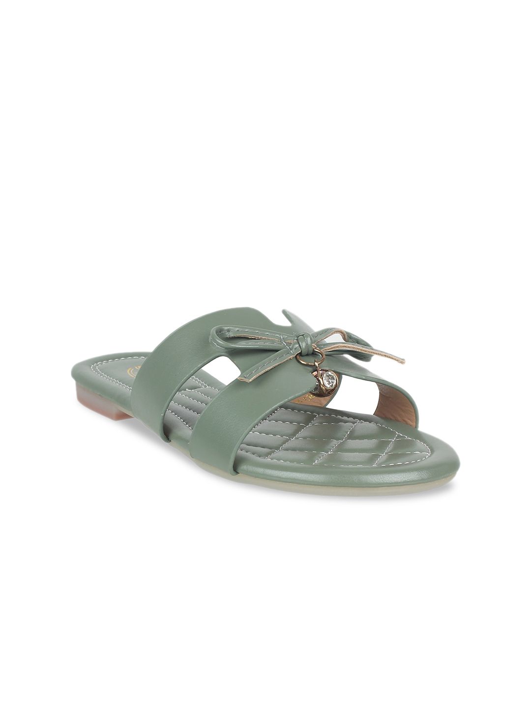 STEPpings Women Green Solid Open Toe Flats