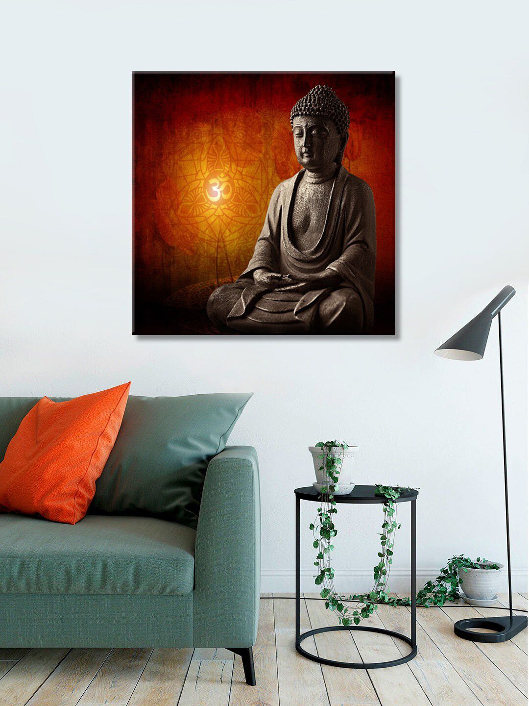 999Store Brown Printed Buddha Canvas Wall Art Price in India