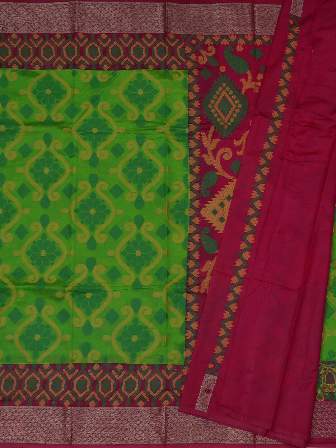 Pothys Green & Pink Jute Silk Woven Design Saree