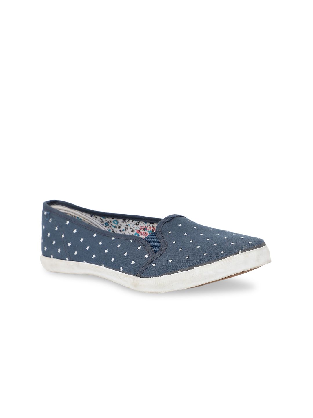 Bata Women Blue Printed Fabric Ballerinas