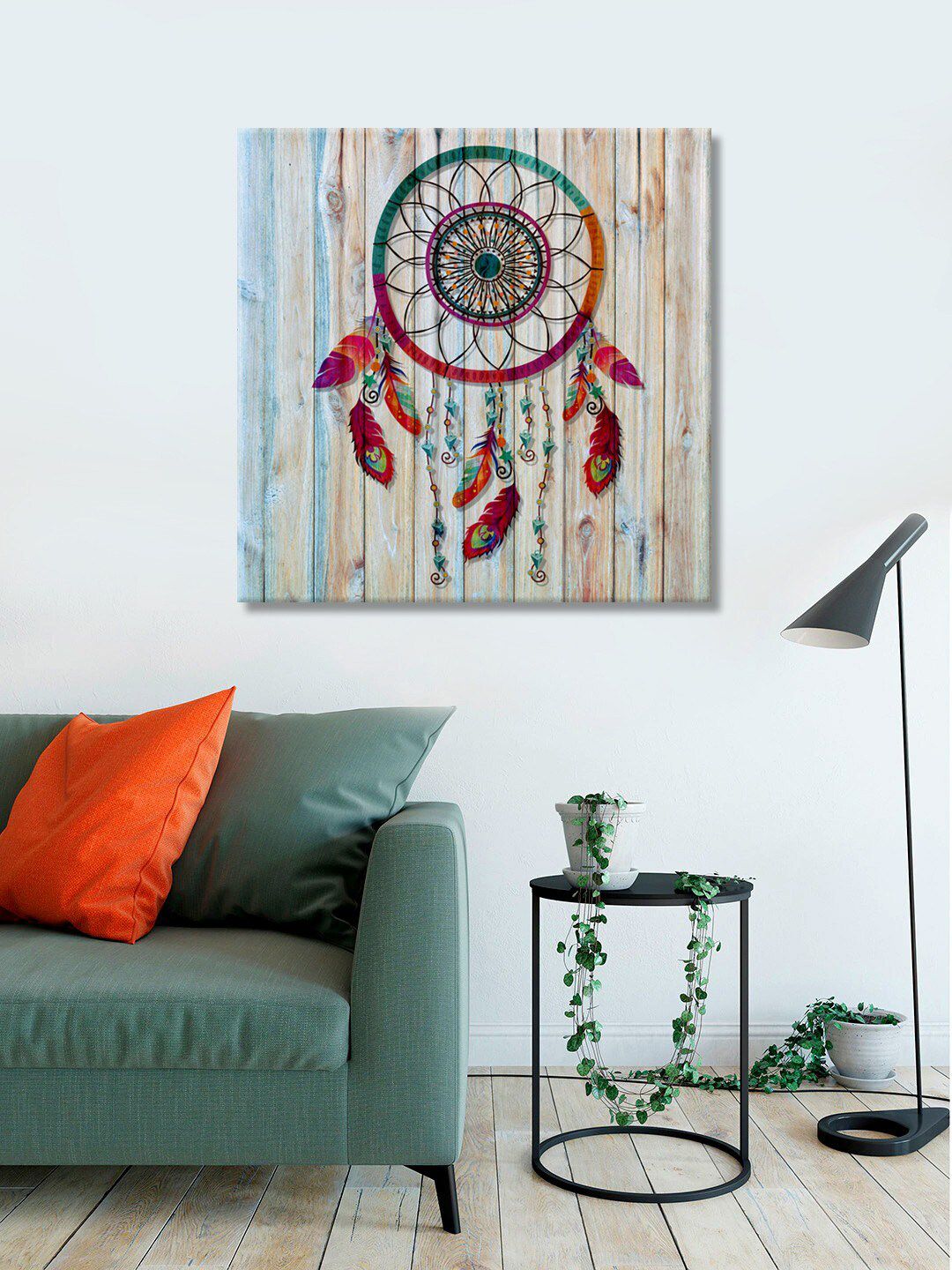 999Store Brown & Pink Printed Dream Catcher Framed Wall Art Price in India