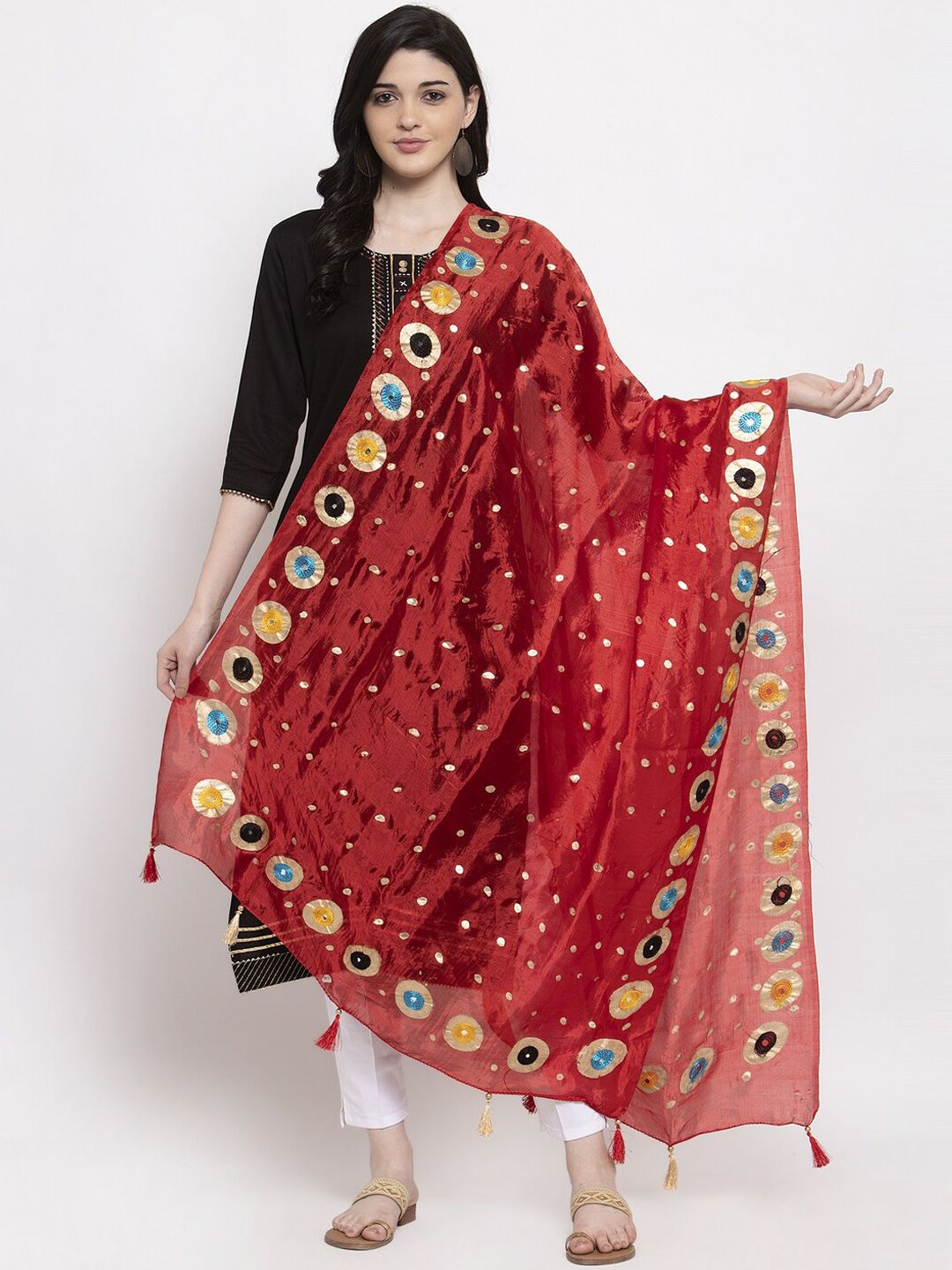 Clora Creation Red Printed Dupatta Price in India