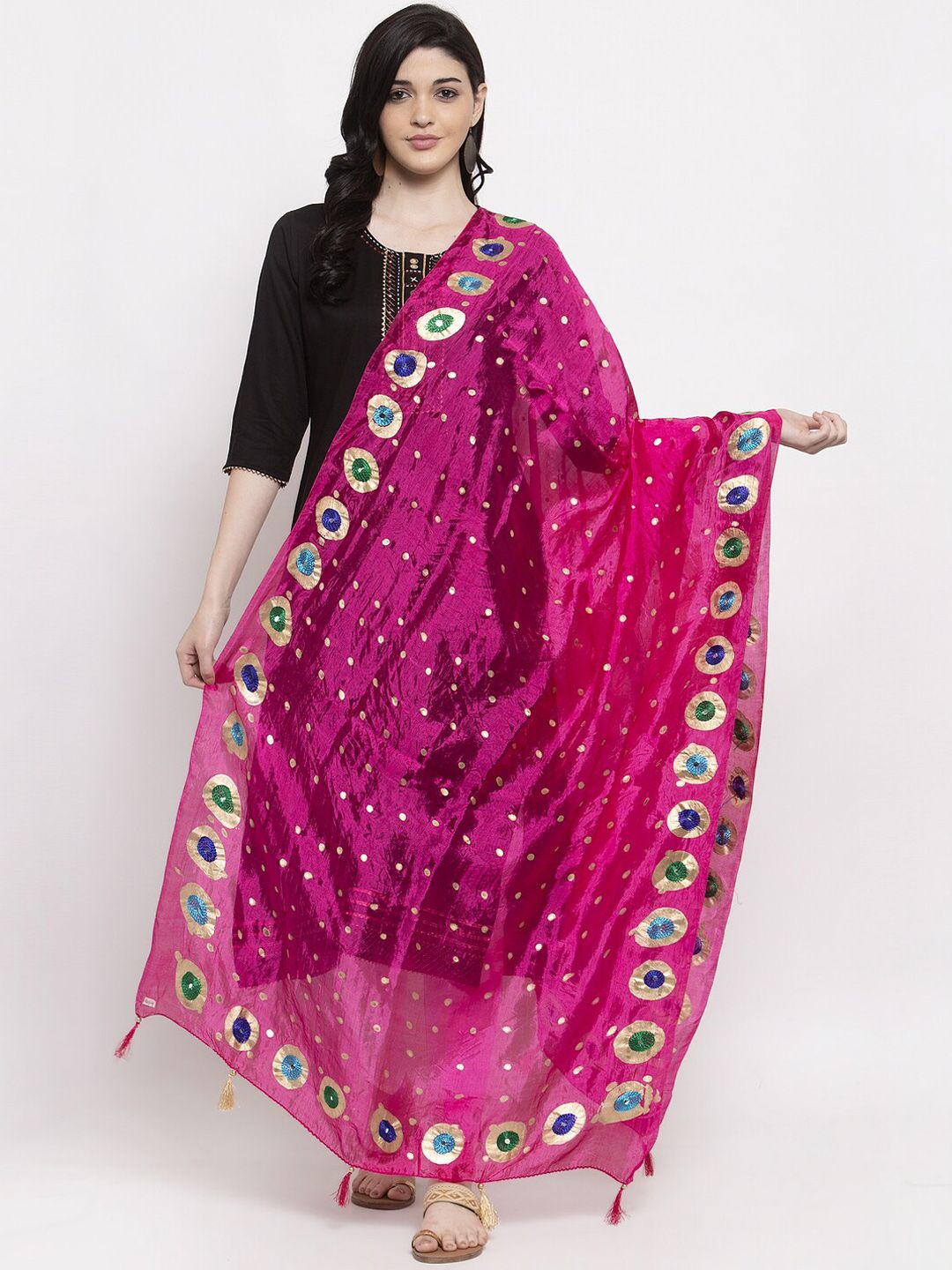 Clora Creation Magenta Embroidered Dupatta