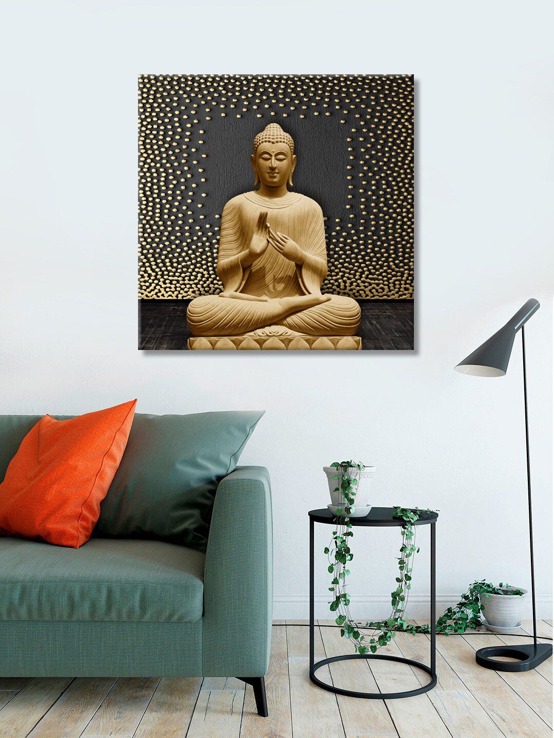 999Store Brown & Black Lord Buddha Canvas Wall Art Price in India