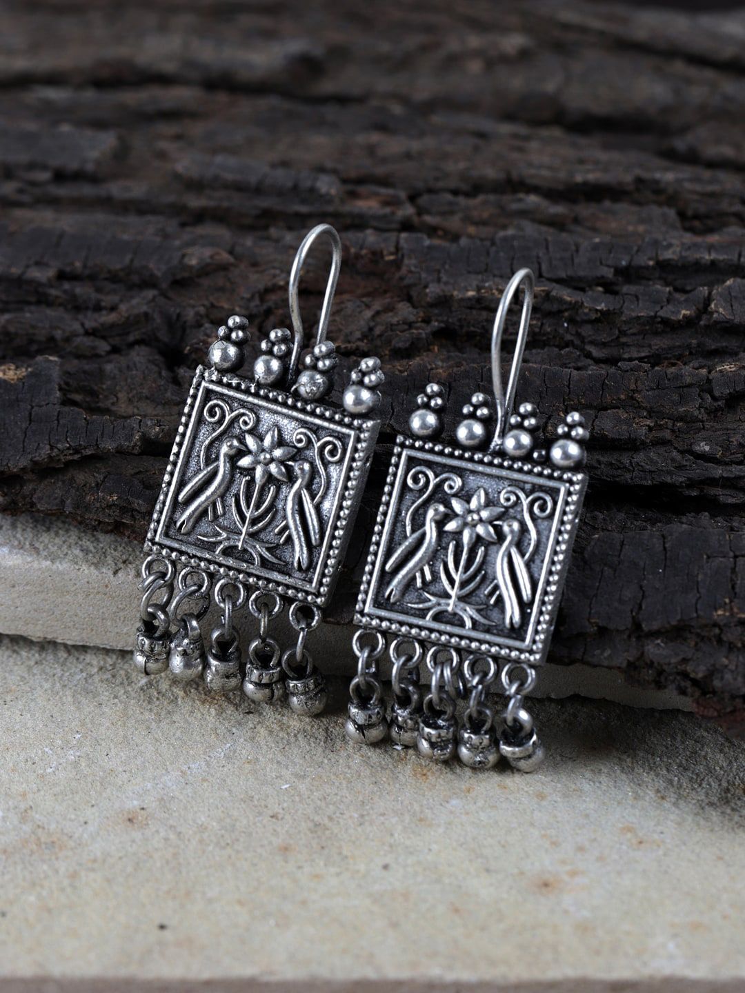 Fabstreet Silver-Plated Square Drop Earrings Price in India