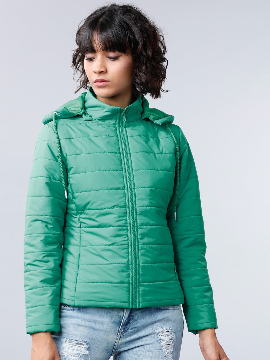 Tokyo Talkies Women Green Printed Puffer Jacket Price in India