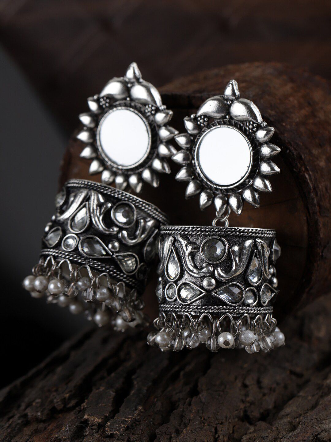 Fabstreet Silver-Plated Geometric Drop Earrings Price in India