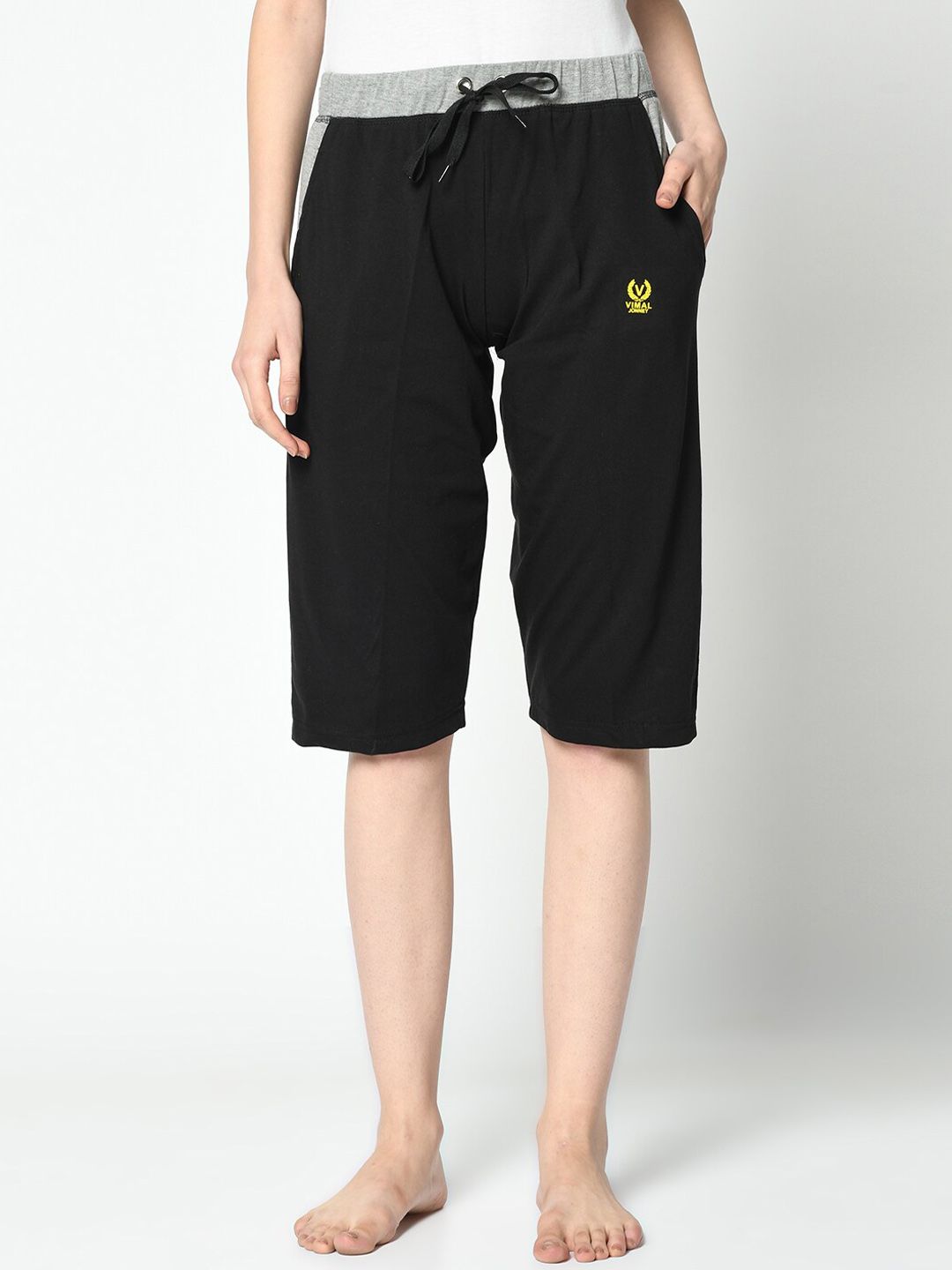 VIMAL JONNEY Women Black Solid Lounge Shorts Price in India