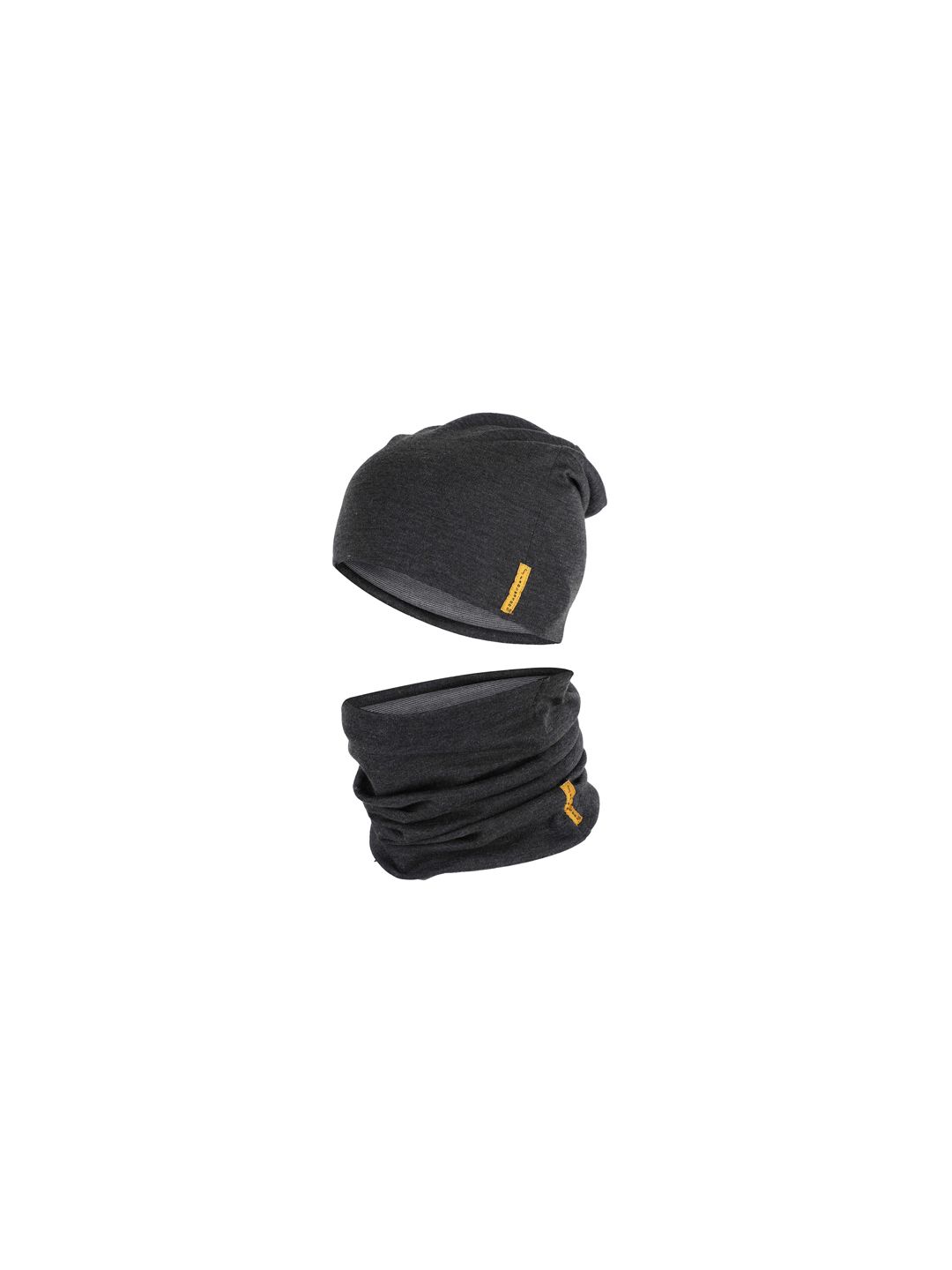 FabSeasons Unisex Set Of 2 Charcoal Grey Solid Beanie & Balaclava Price in India
