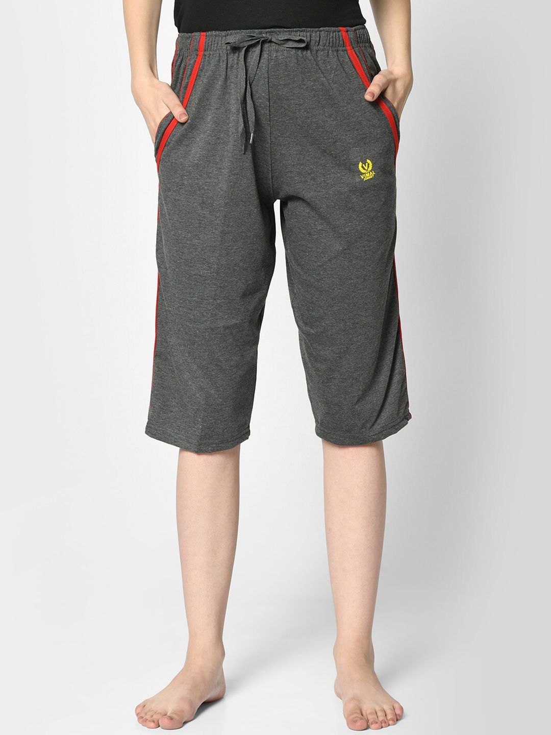 VIMAL JONNEY Women Grey Solid Lounge Shorts Price in India