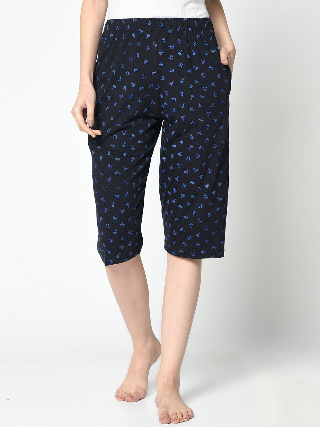 VIMAL JONNEY Women Blue Printed Lounge Shorts Price in India