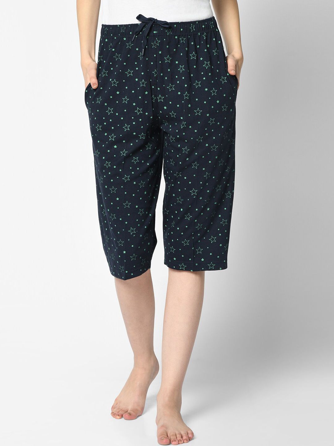 VIMAL JONNEY Women Navy Blue Printed Lounge Shorts Price in India