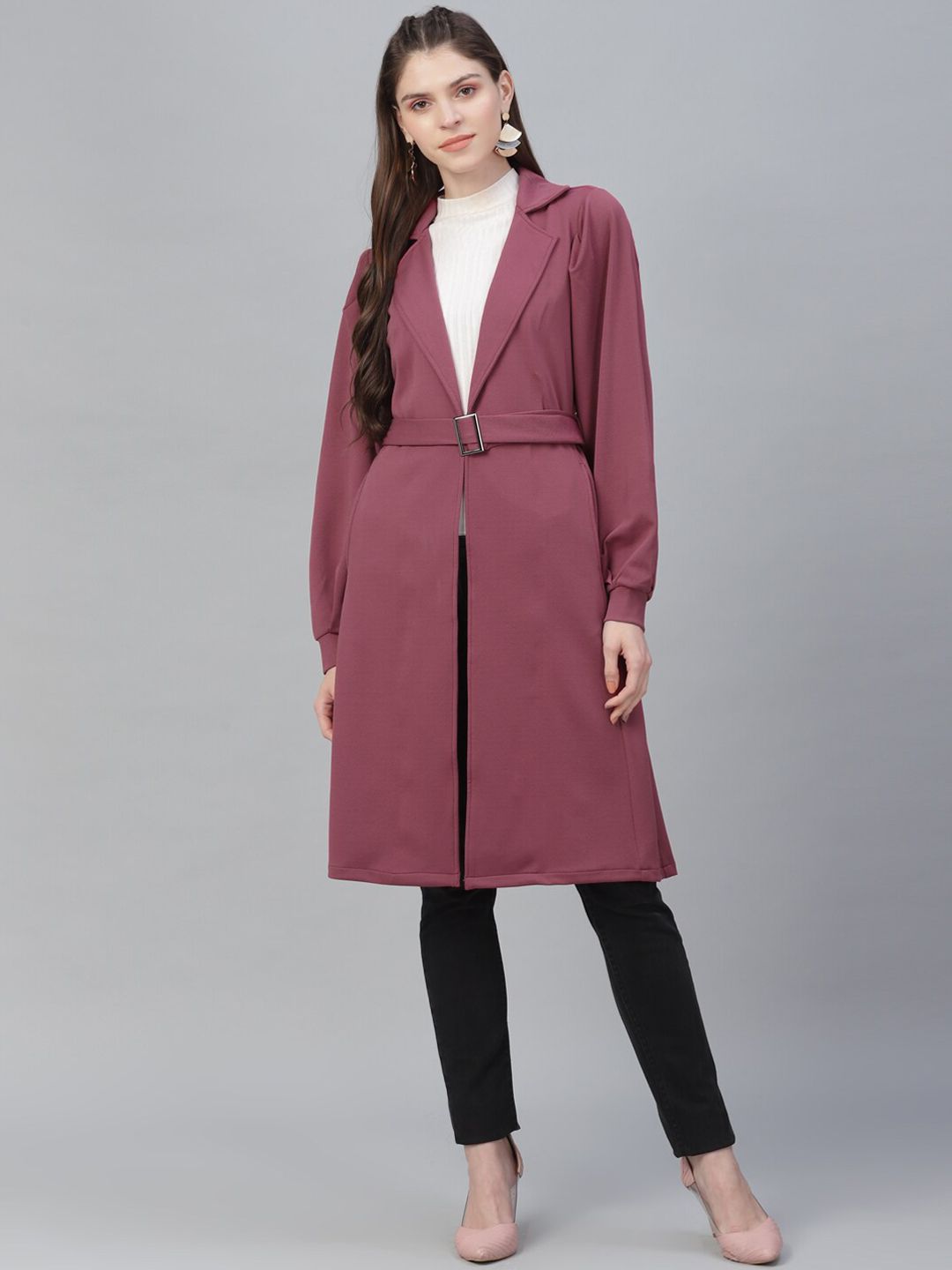 Athena Women Mauve Solid Tie-Up Shrug Price in India