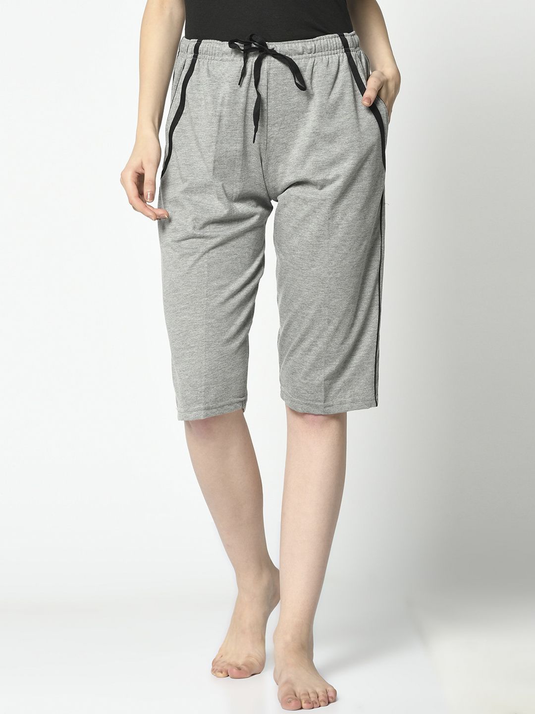 VIMAL JONNEY Women Grey Solid Lounge Shorts Price in India