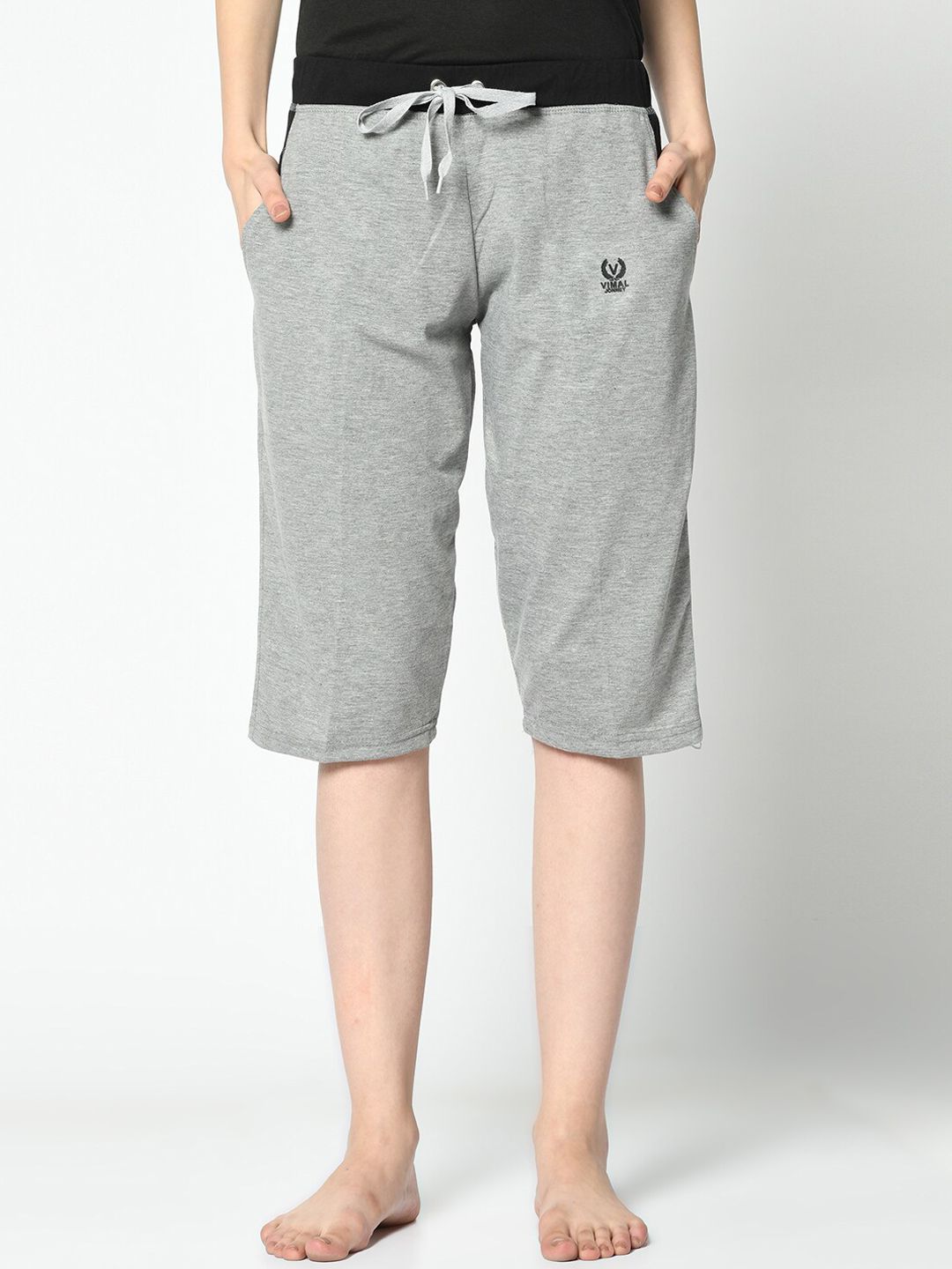 VIMAL JONNEY Women Grey Solid Lounge Shorts Price in India