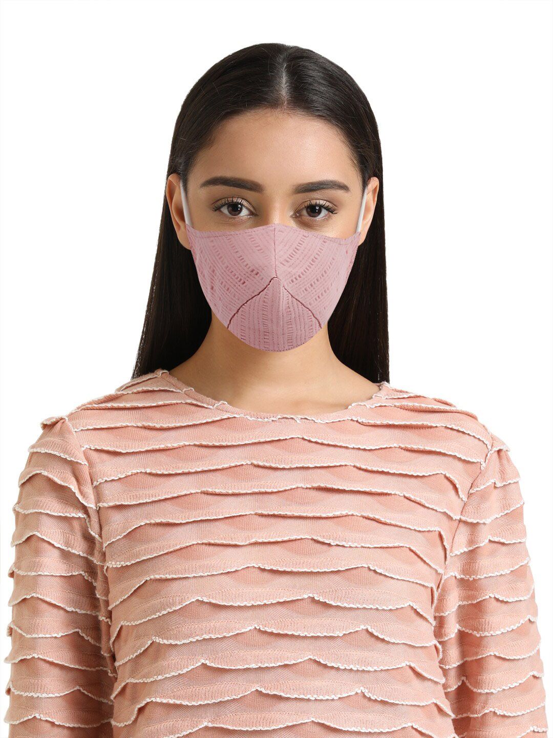 Kazo Women Peach-Coloured 2-Ply Reusable Cloth Mask Price in India