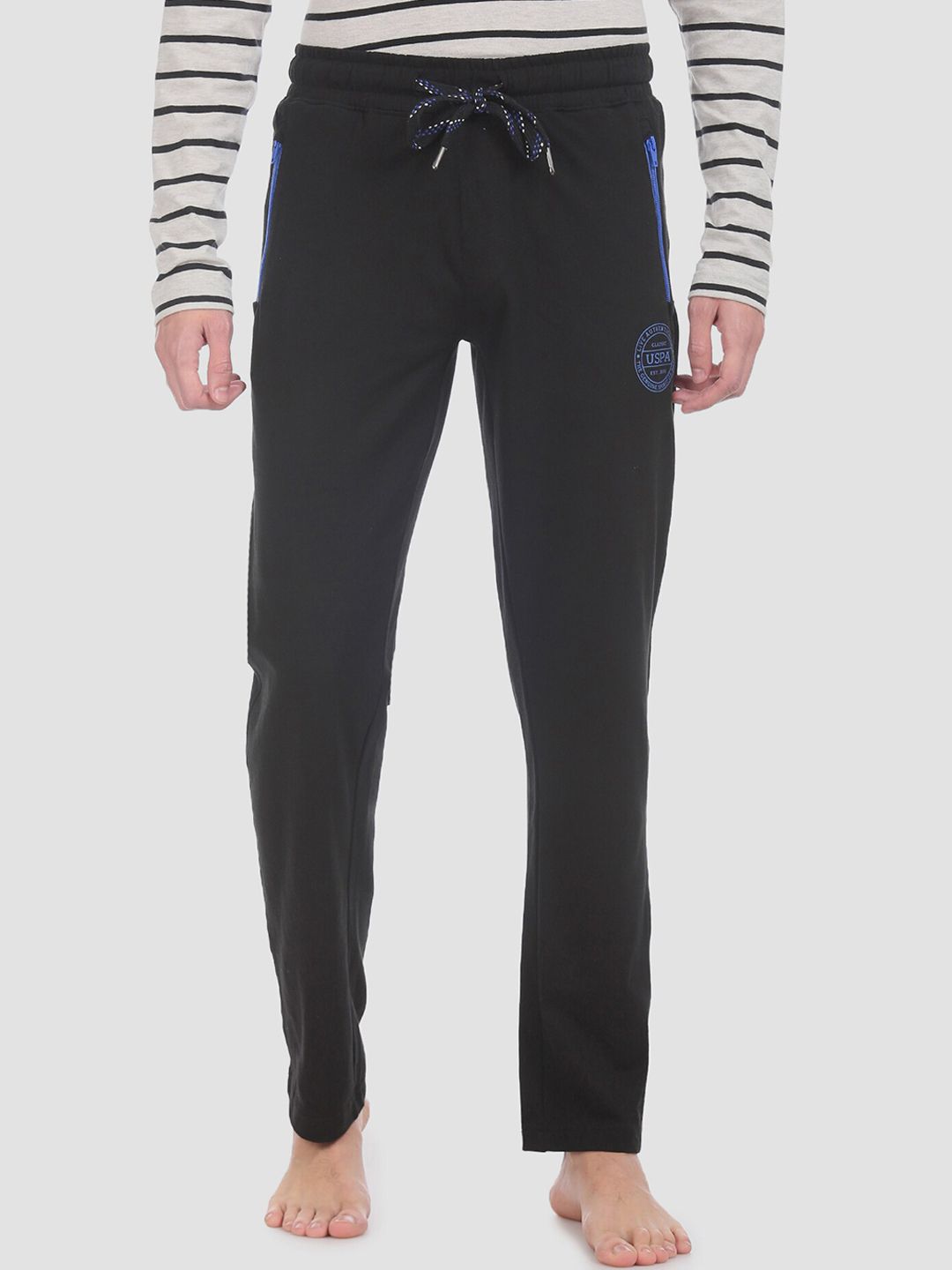 U.S. Polo Assn. Men Black Solid Lounge Pants
