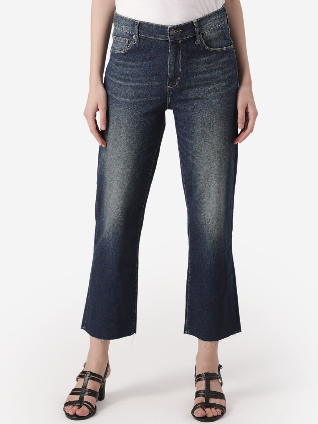 Mode by Red Tape Women Blue Straight Fit Mid-Rise Clean Look Stretchable Jeans Price in India