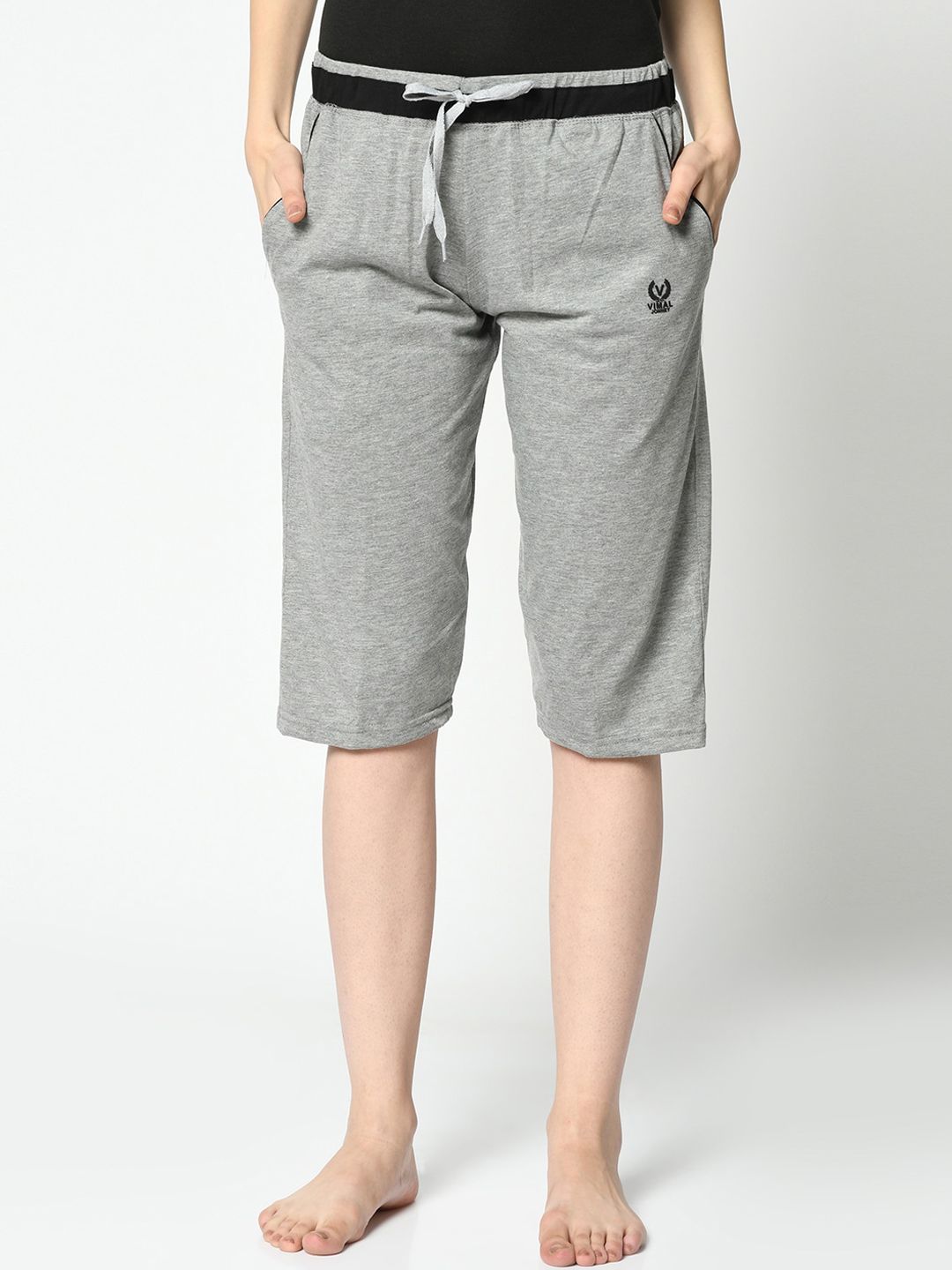 VIMAL JONNEY Women Grey Solid Lounge Shorts Price in India