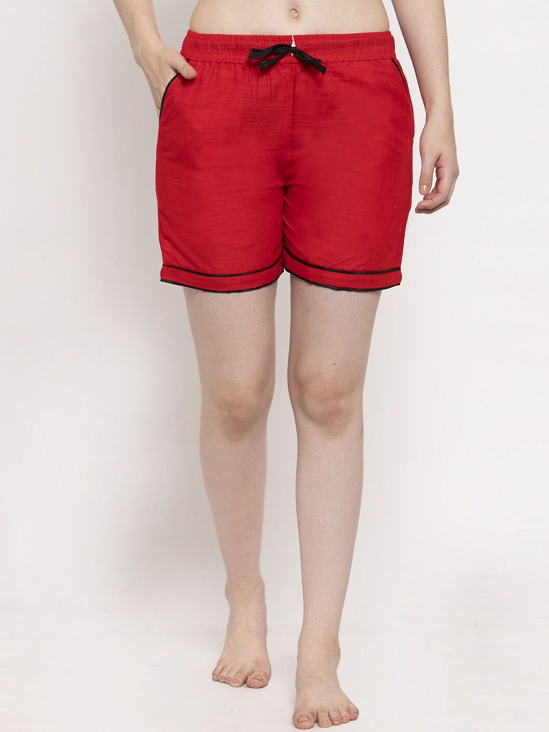 Secret Wish Women Red Solid Lounge Shorts Price in India