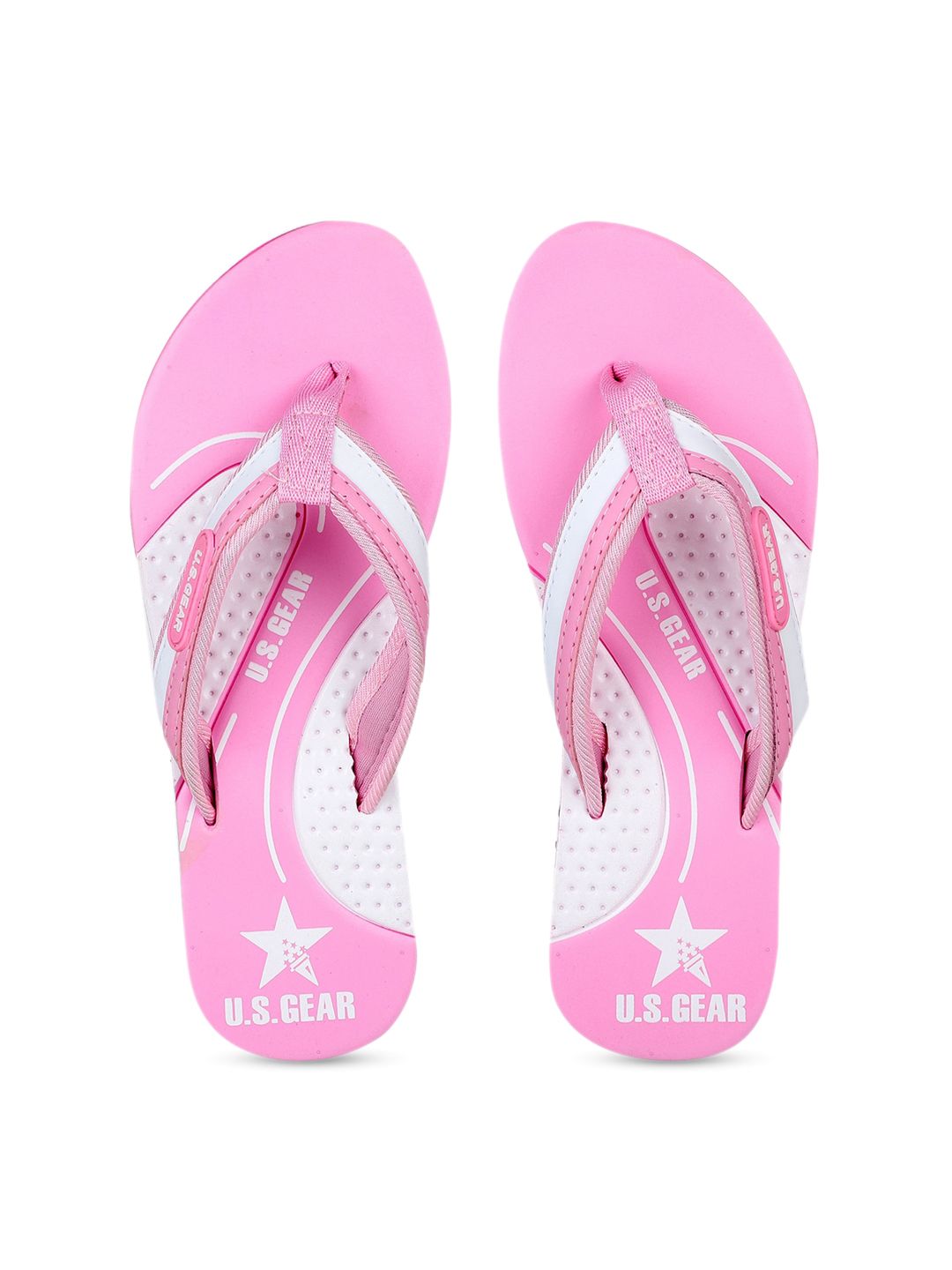 US Gear Women Pink & Off-White Printed Thong Flip-Flops Price in India