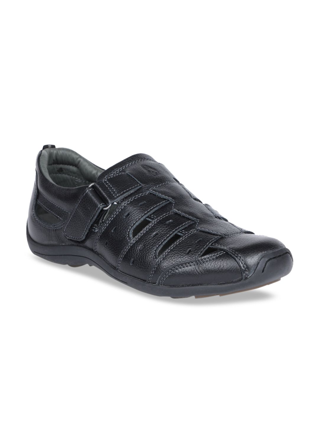 Hush Puppies Men Black Leather Fisherman Sandals