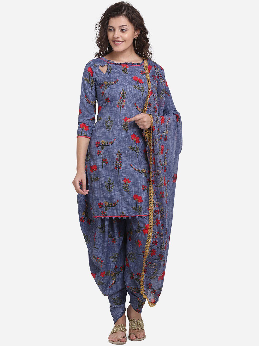 SHAVYA Blue Cotton Blend Unstitched Dress Material Price in India