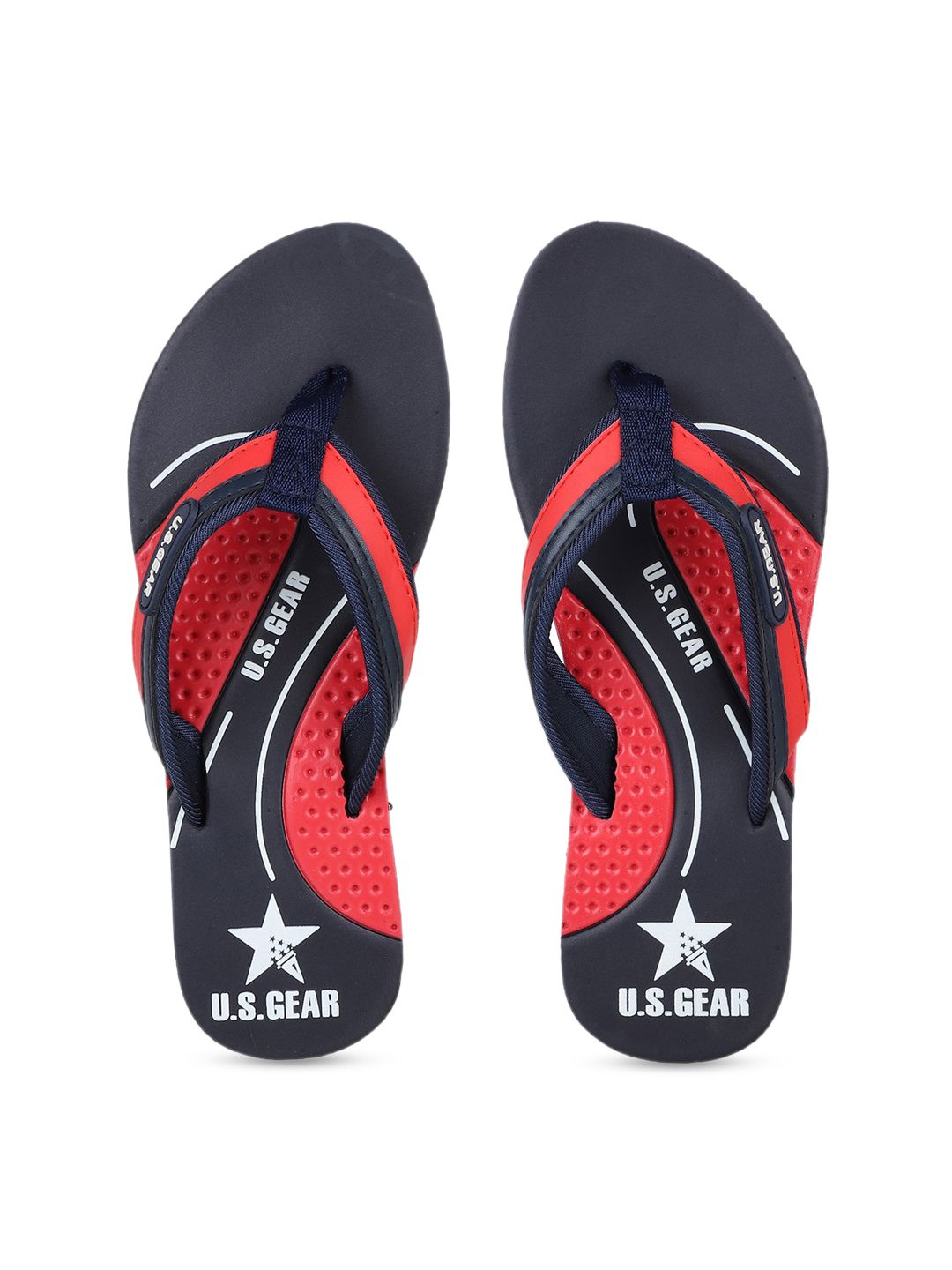 US Gear Women Navy Blue Printed Thong Flip-Flops Price in India