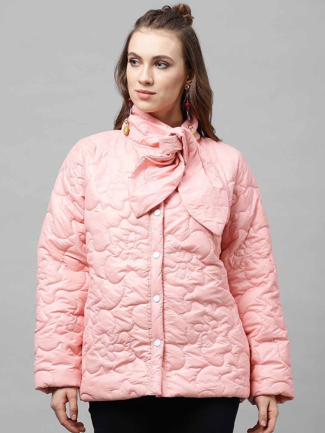 Athena Women Pink Solid Lightweight Quilted Jacket Price in India