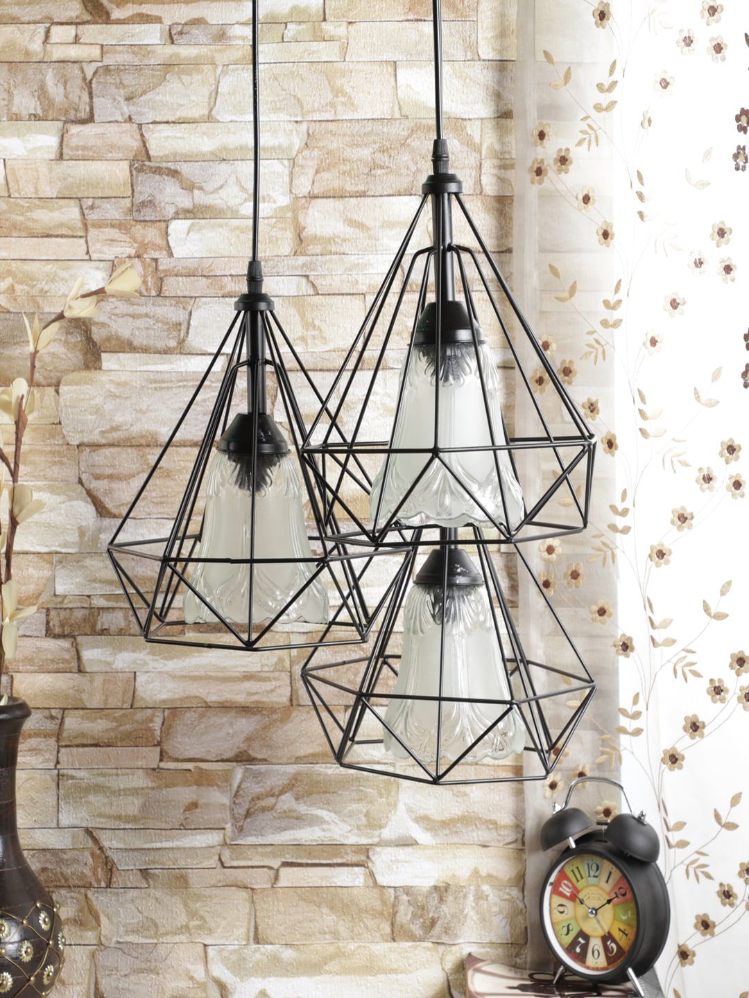 MFD HOME FURNISHING Black & White Solid Cluster Light Price in India