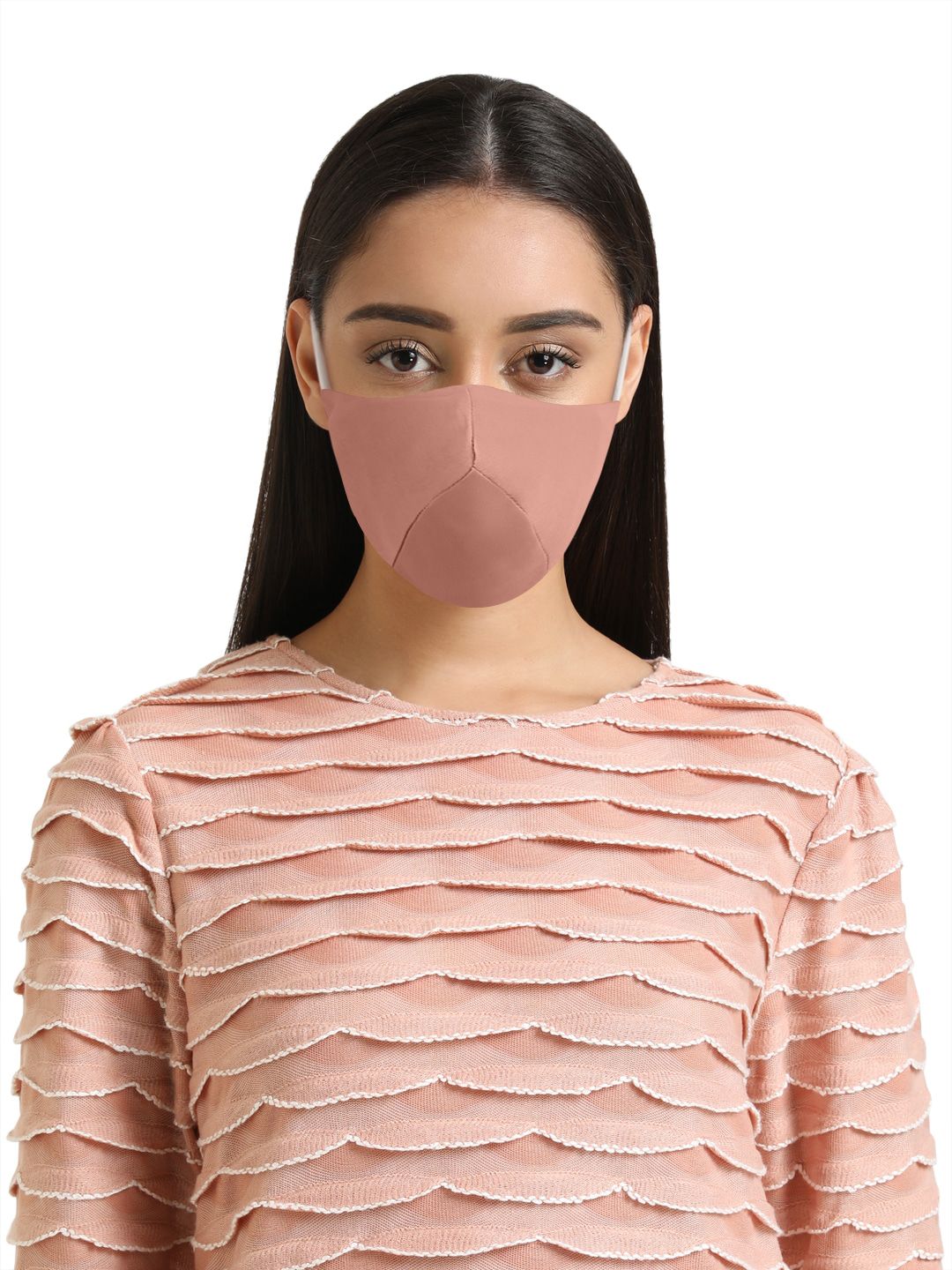 Kazo Women Beige Solid 2 Ply Reusable Face Mask Price in India