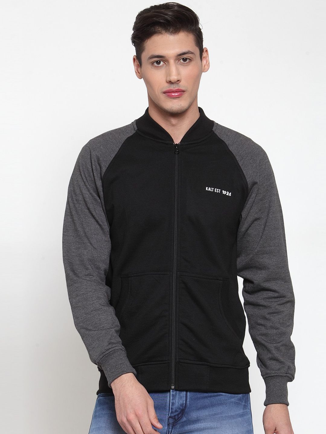 Kalt Men Black Solid Bomber Jacket