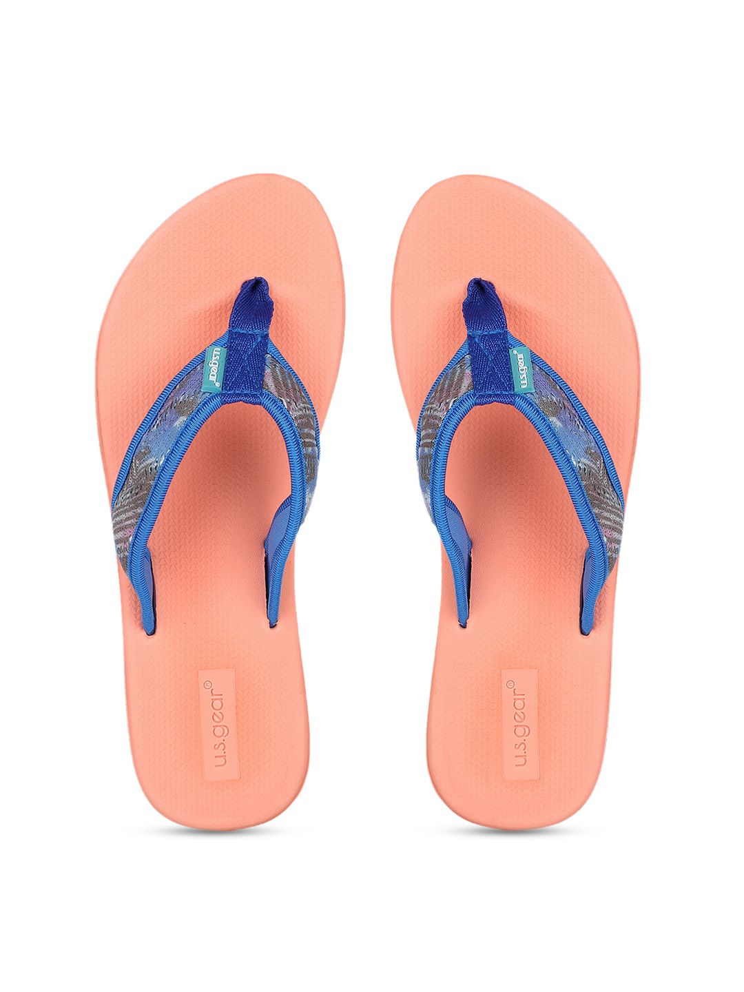 US Gear Women Peach-Coloured Printed Thong Flip-Flops Price in India