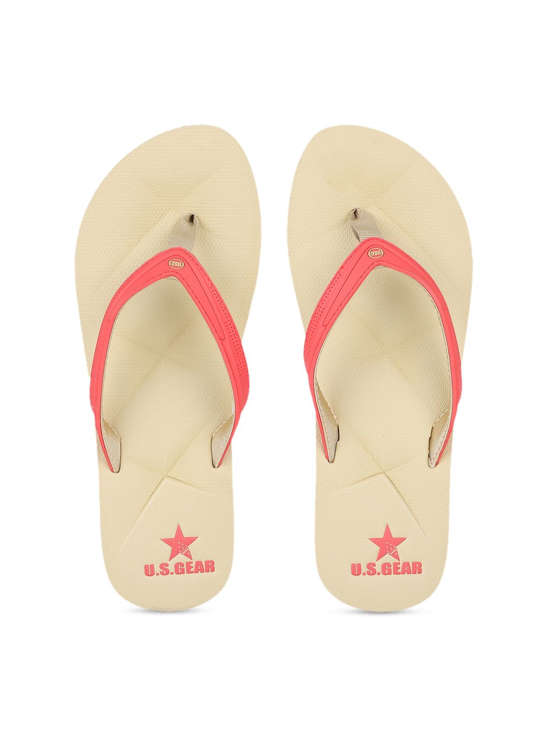 US Gear Women Beige Printed Thong Flip-Flops Price in India