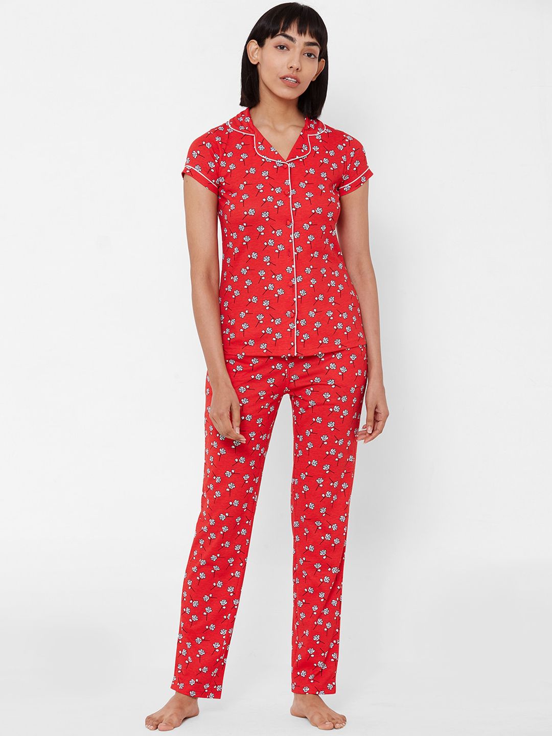 Sweet Dreams Women Red Printed Night suit Price in India