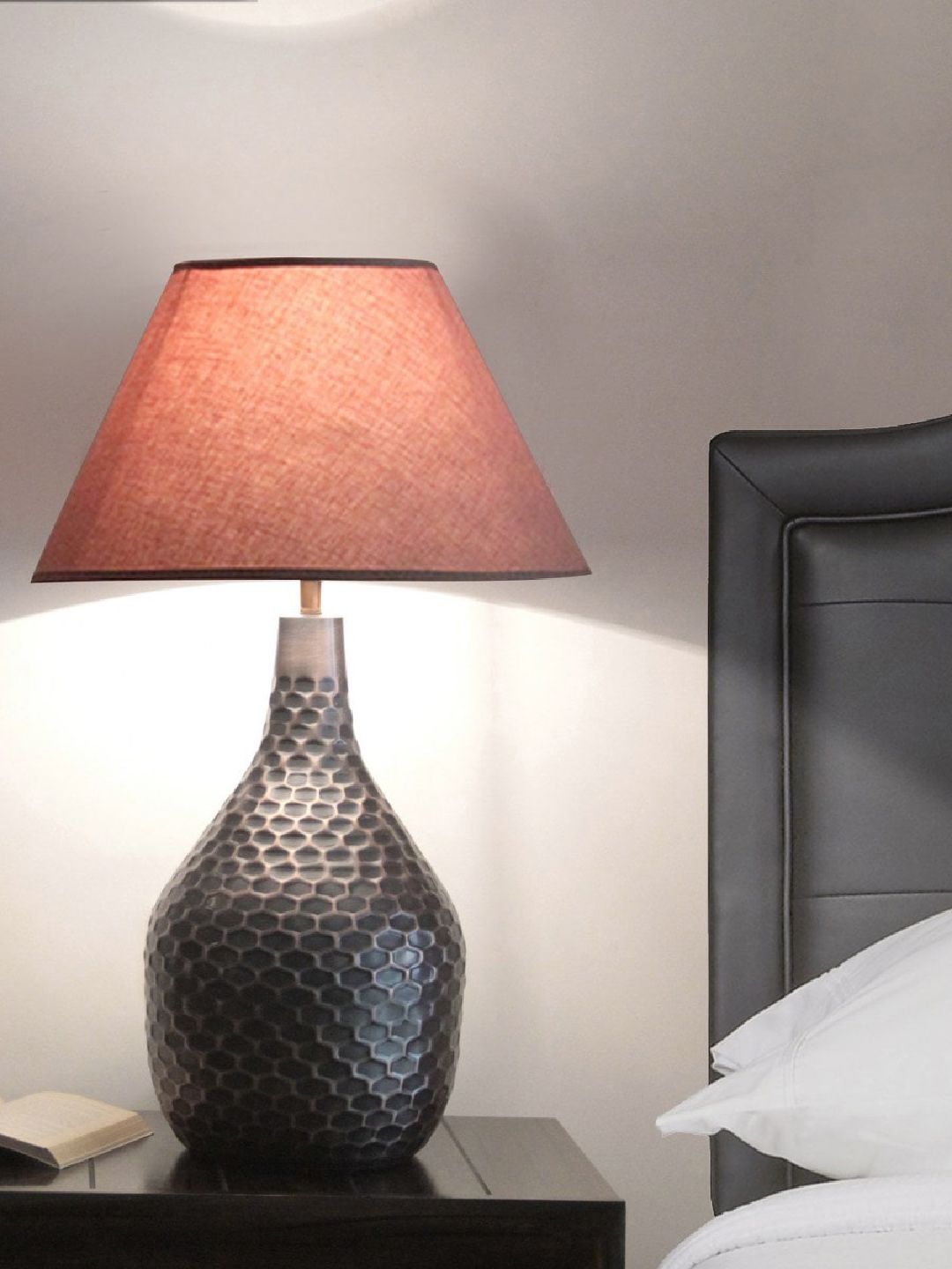 THE LIGHT STORE Brown & Beige Textured Table Lamp Price in India